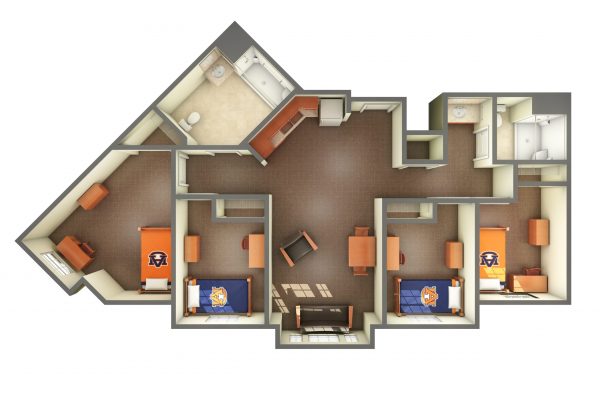 The Village Accessible Room 3D Top View